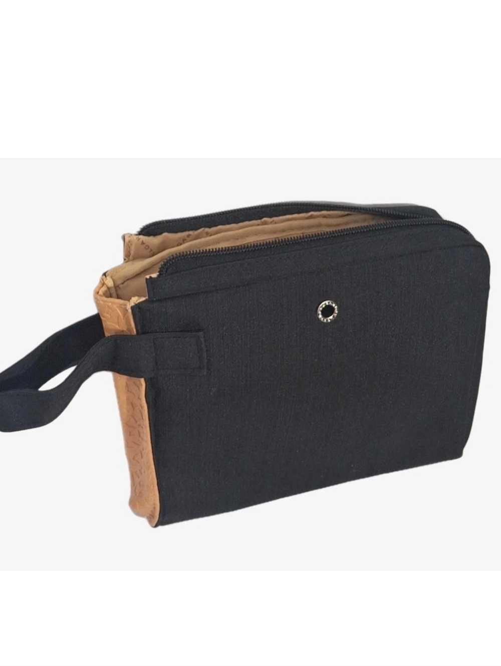 Bvlgari Emirates Bag Wristlet Mini Tote Bag Black Nylon Cosmetic Travel Pouch